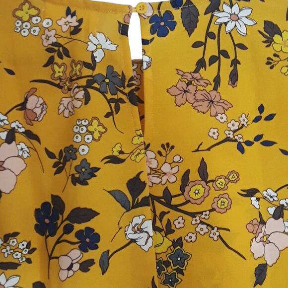 Mello Day Sz S Yellow Cottage Core Floral Babydoll Blouse - Picture 6 of 8